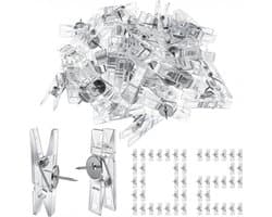 Punaise klemmen - Drukknop clips - Foto's ophangen - Met opbergdoos - 50 stuks - Transparant