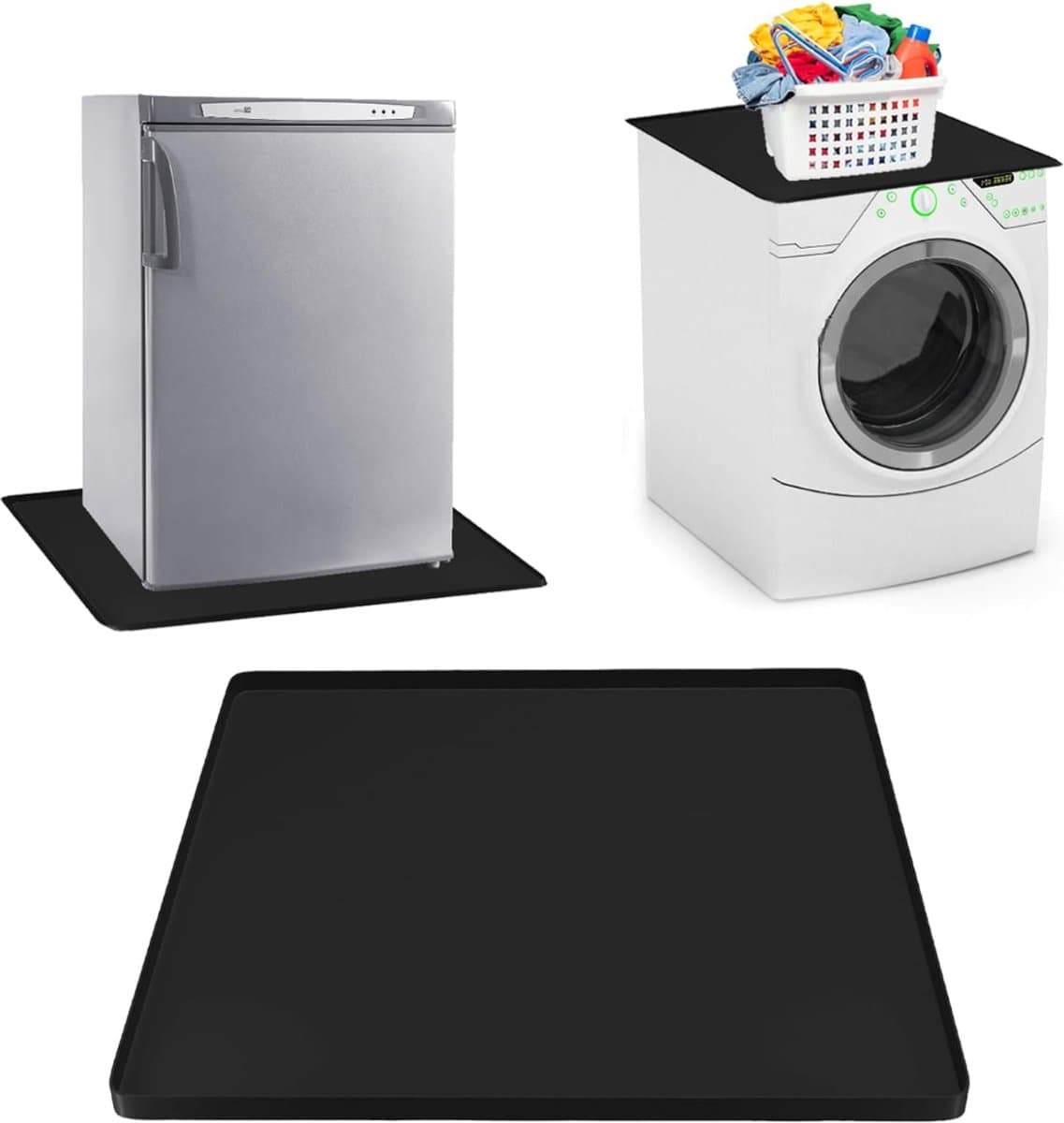RUX® Lekbak Wasmachine - Lekbak - Anti Trillingsmat Wasmachine - Lekbak Wasmachine 60x60 - Lekbak Wasmachine Universeel - Zwart - 60cm x 60cm x 2cm — afbeelding 1