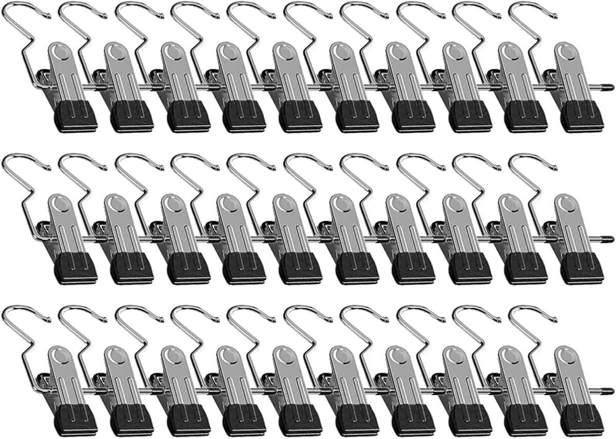 Wasknijpers - Kledinghangers - Ruimte Besparen - 360° Draaibare Clips - 30 Stuks - Zwart — afbeelding 1