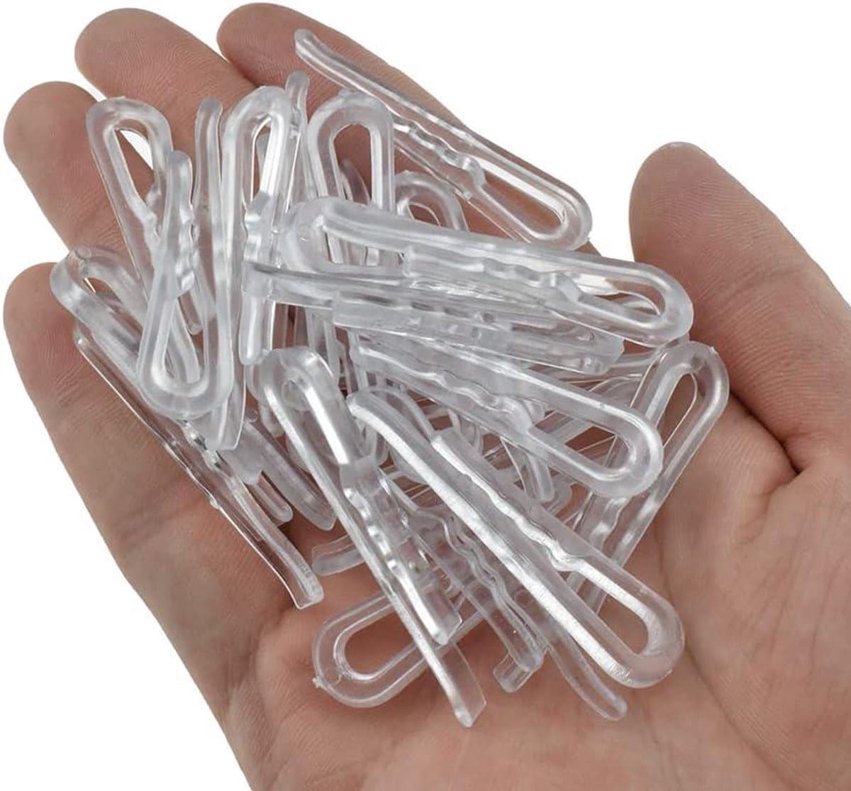 HAHIYO 50 mm 120 stuks doorzichtige plastic u-vorm alligator clips wasknijpers kledingstuk shirt vouwen clips met tanden voor naaien kamer vouwplank sok stropdas broek vastzetten stof naar stripboek bord — afbeelding 1