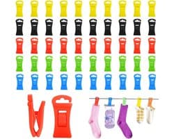 Sokkenklemmen Set - Wasknijpers Haken - Sokken Sorteren - Wasmachine Droger Bestendig - 50 Stuks - Meerkleurig