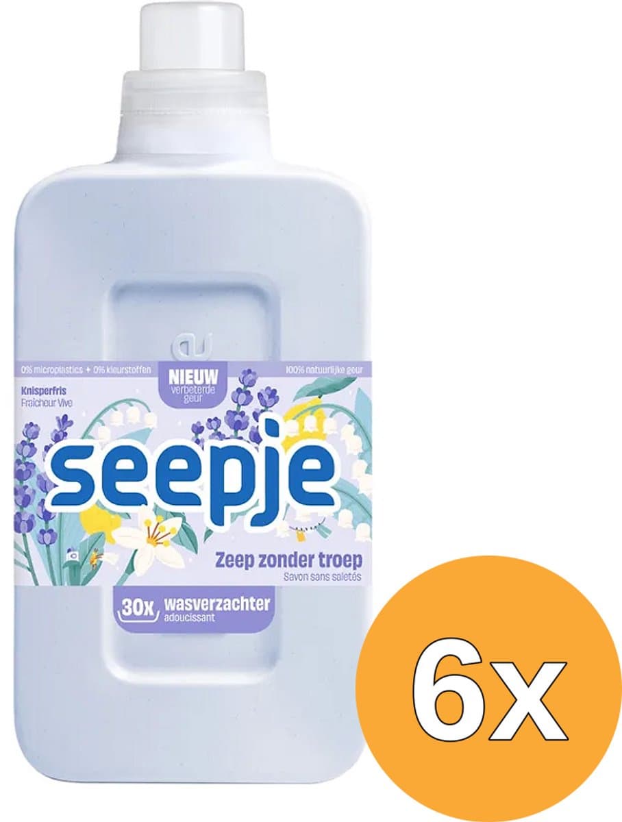 Seepje Wasverzachter Knisperfris - 180 wasbeurten - 6 x 750ML - Voordeelverpakking — afbeelding 1