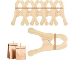 Houten wasknijpers - Kleding pinnen - Was ophangen - Stevig ontwerp - 6 stuks - Natuurlijk