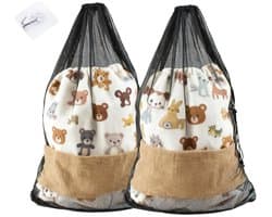 Dailygoods- Wasnet XXL - 2 stuks - 70 x 90 cm - Fijnmazig - Waszak voor Kleding - Waszak voor Beddengoed - Met Trekkoord en Haken