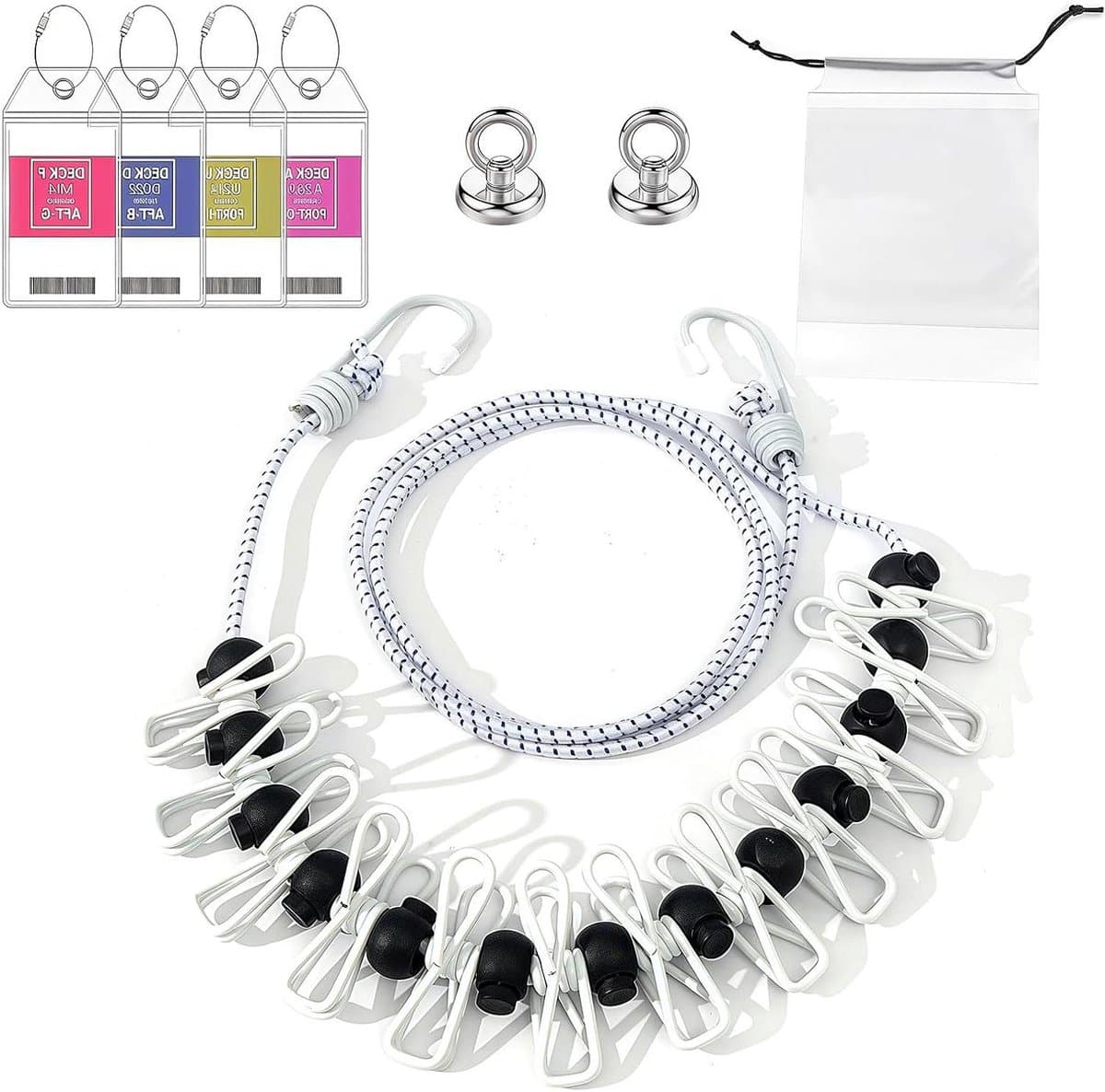 Magnetische Waslijn - Reiswaslijn Klemmen - Kleding Drogen - Sterke Magneethaken - 3.6 Meter - Veelkleurig — afbeelding 1