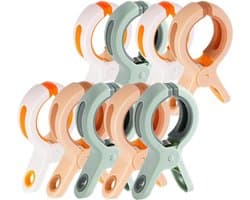 Grote Wasknijpers - Handdoekklemmen Strandklemmen - Wasgoed Droge - Winddicht Antislip - 9 stuks - Wit Groen Roze