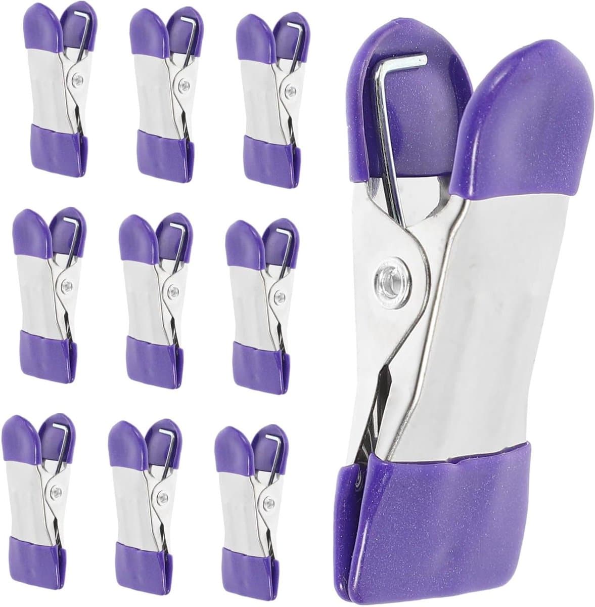 Wasknijpers Kleding Klemmen - Kledingclips Dekenhouders - Kleding Ophangen - Sterke Klemkracht - 10 Stuks - Paars — afbeelding 1