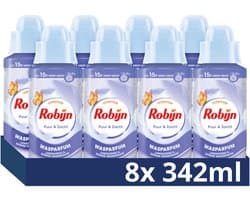 Robijn - Intense Wasparfum - Puur & Zacht - 8 flessen x 342 ml - Voordeelverpakking