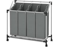 RWB® Wasmand 4 Vakken - Wasmand Vier Vakken - Wasmand - Grijs - 96 x 40 x 92 cm