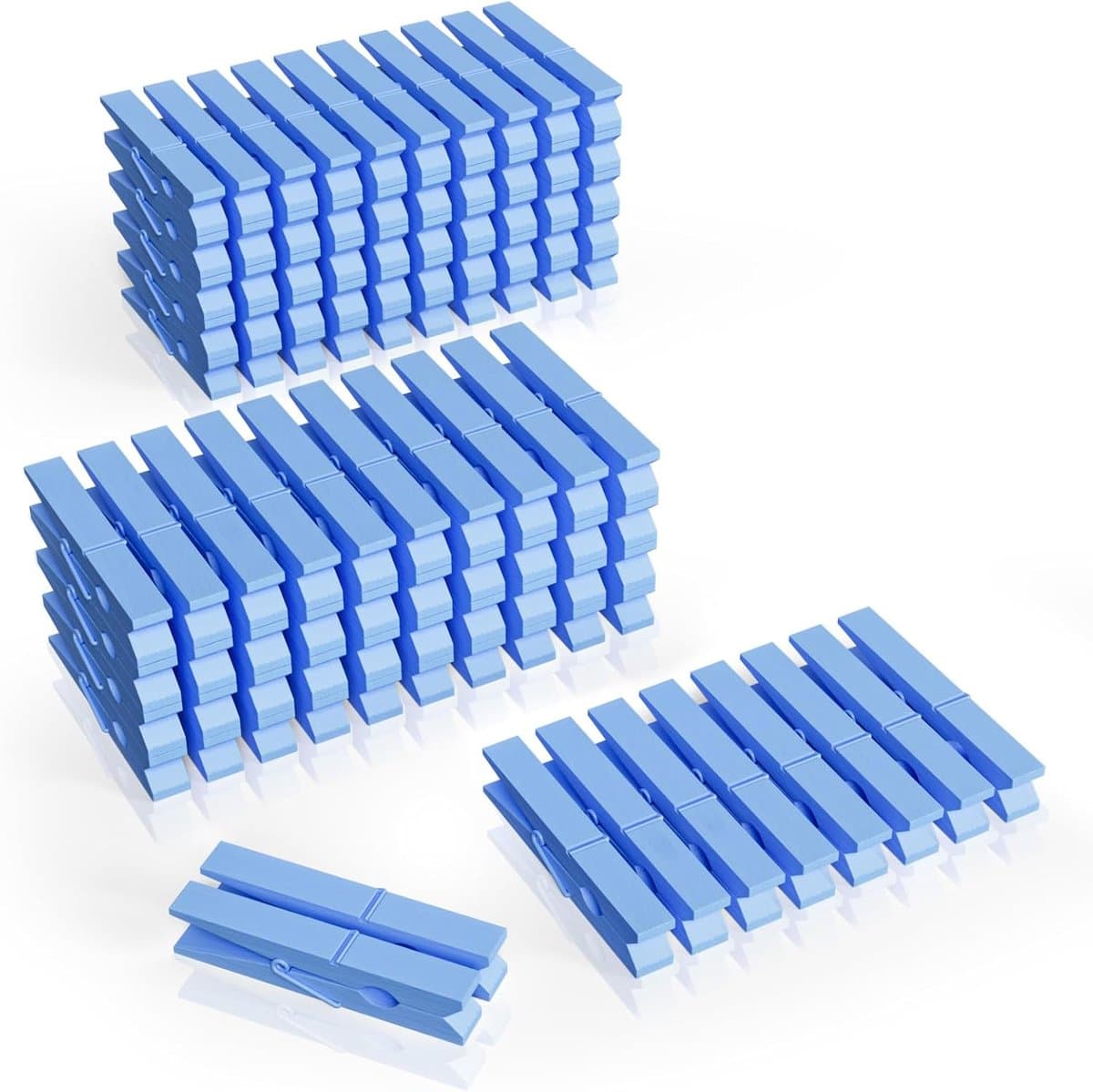 Houten Wasknijpers - Kleding Clips - Was Ophangen - Krachtige Klemkracht - 100 Stuks - Blauw — afbeelding 1