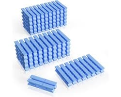 Houten Wasknijpers - Kleding Clips - Was Ophangen - Krachtige Klemkracht - 100 Stuks - Blauw