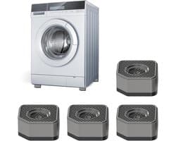 Wasmachine Trillingsdempers - Apparaatvoeten Stabilisator - Apparaten Dempen - Stapelbaar en Verhogend - 9x9x4.5 cm - Grijs Zwart
