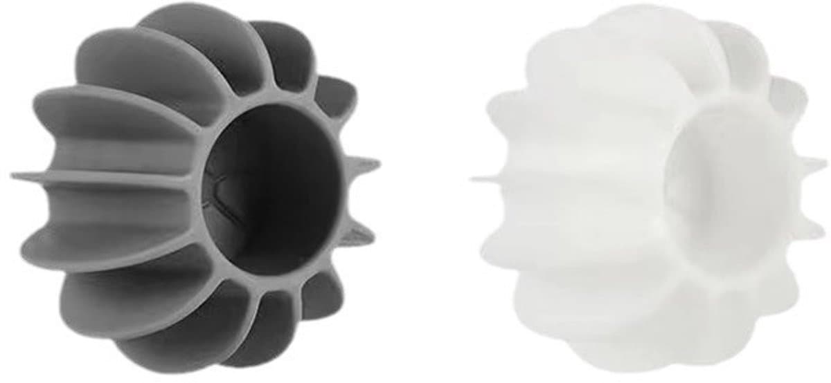 Set van 4 herbruikbare siliconen wasballen — Anti-klit, drijvende reinigingssponzen voor wasmachines, hulpmiddelen voor het verwijderen van huisdierharen — 6 x 4 cm (2 grijs + 2 wit) — afbeelding 1
