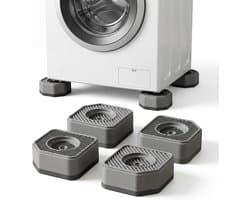Trillingsdempers wasmachine - Trillingsdempers - Anti-vibration pads - Washing machine pads - Non-slip feet - 4.5cm height - Set of 4 - Kitchen stove riser - Dryer - Fridge - Dishwasher - Noise reduction - Grey — afbeelding 1