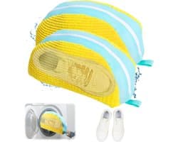 Famanu - Schoenwaszakken, waszak, sneakers, herbruikbare schoenentas, schoenenzak, waszak met antislip ritssluiting, voor alle soorten schoenen, sector-geel