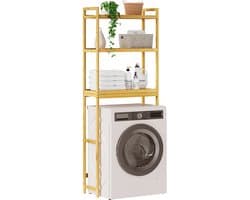 Wasmachine Kast - Wasmachine Meubel - Opbergkast - Badkamer - Waskamer - 3 Planken - Bamboe - Hout