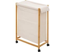 5Five Bamboe Wasmand op wieltjes 52L - 55x28x80cm - Beige