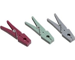 100x Stuks wasknijpers rood, groen en grijs 7,5 cm in pot van kunststof - Was ophangen - Was knijpers