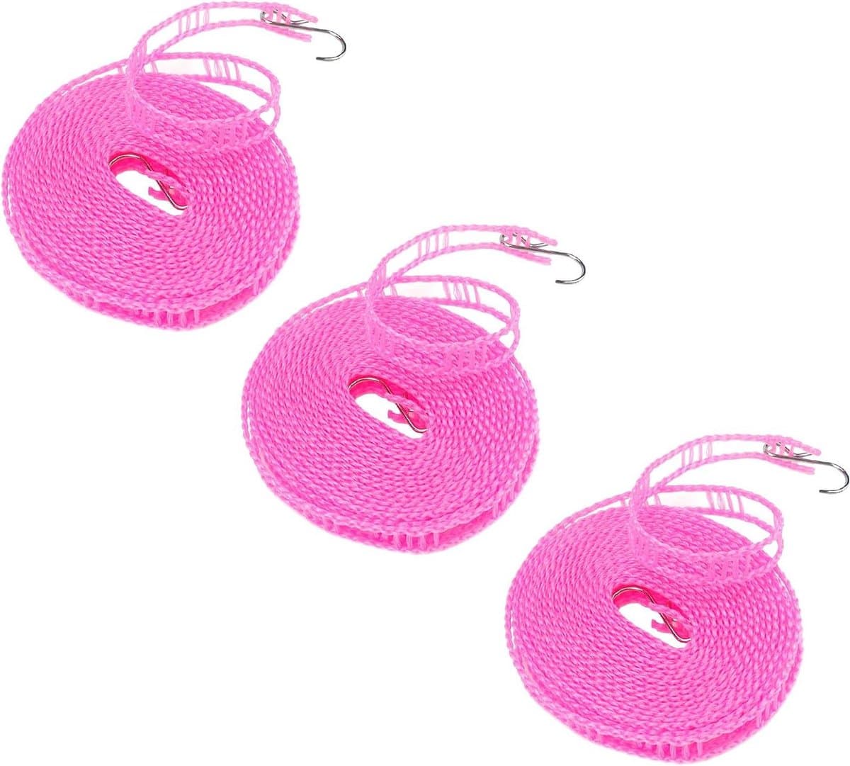 Waslijn Set - Kleding Touw - Kleding Drogen - Winddicht Roosterontwerp - 3 x 5 meter - Roze — afbeelding 1