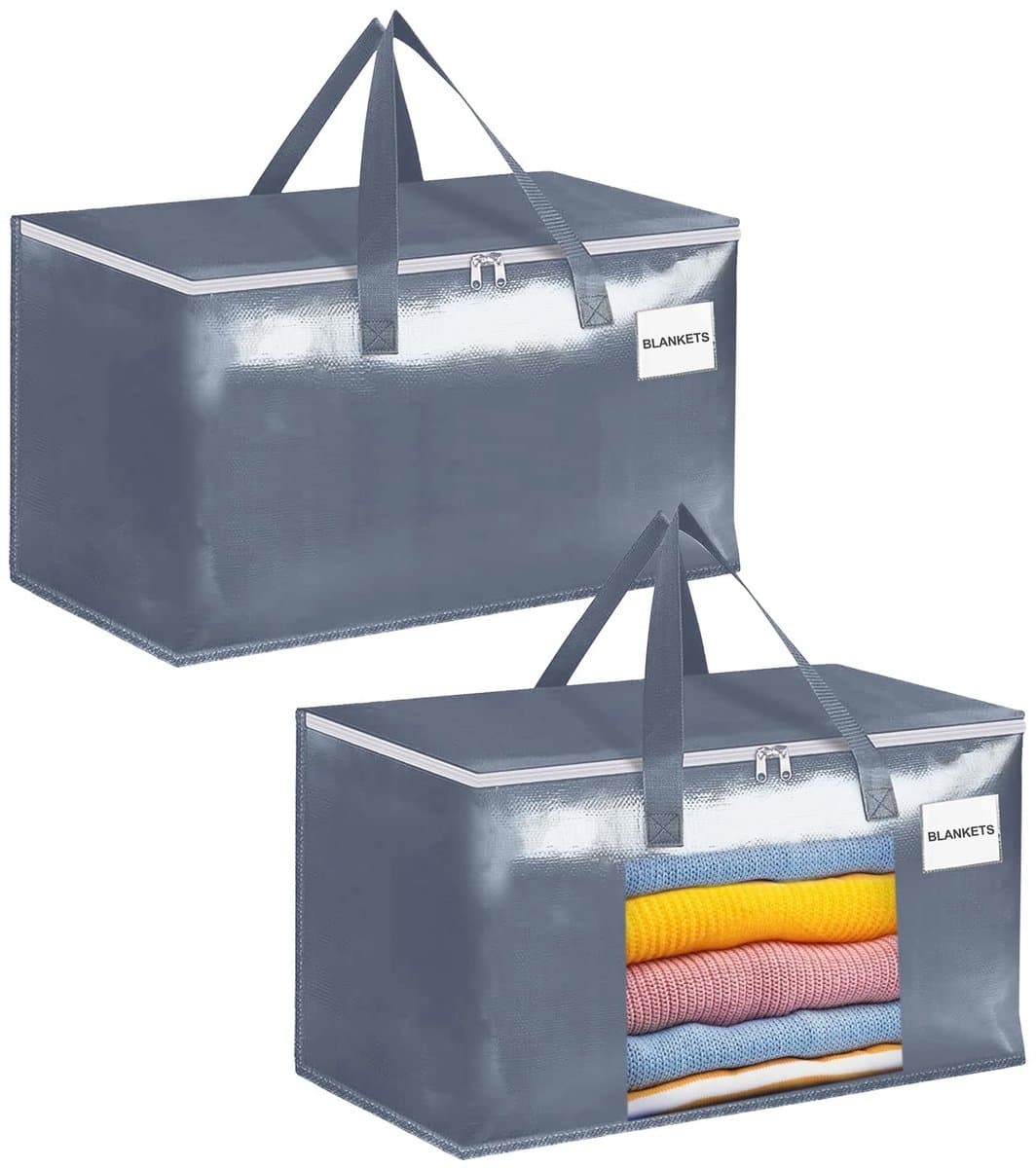 Dailygoods - 2 Stuks Grote Waszakken met Rits en Label - 105L Opbergzakken — afbeelding 1