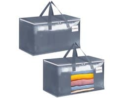 Dailygoods - 2 Stuks Grote Waszakken met Rits en Label - 105L Opbergzakken