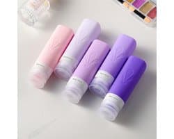 Reisflessen om te vullen, TSA-goedgekeurde 90 ml siliconen reisflessen, BPA-vrije, lekvrije reisformaat container - Holiday Essentials voor vrouwen, reisset vloeistoffen inclusief toilettas