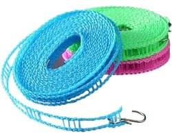 Draagbare Waslijn - Buitenwaslijn Winddicht - Kleding Drogen - Glad PVC Medische Kwaliteit - 10 meter - Willekeurig