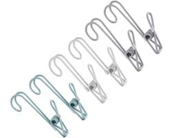 Kledingklemmen met haak - Wasknijpers clips - Spullen ophangen - Winddicht ontwerp - 6 stuks - Diverse kleuren