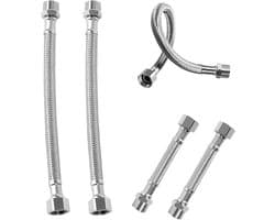 SnelShoppen - 4 Stuks Flexibele Slang 3/8, 304 RVS Water Slang met Bescherming, Ideaal voor Kraan, Wasmachine, Douchekop, Toilet (20cm/10cm)