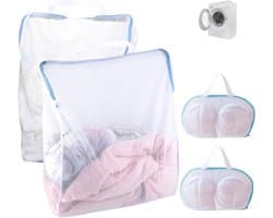 Set van 2 waszakken en 2 wasnetten met rits voor ondergoed, blouses en babykleding - Herbruikbaar en groot formaat met handvatten