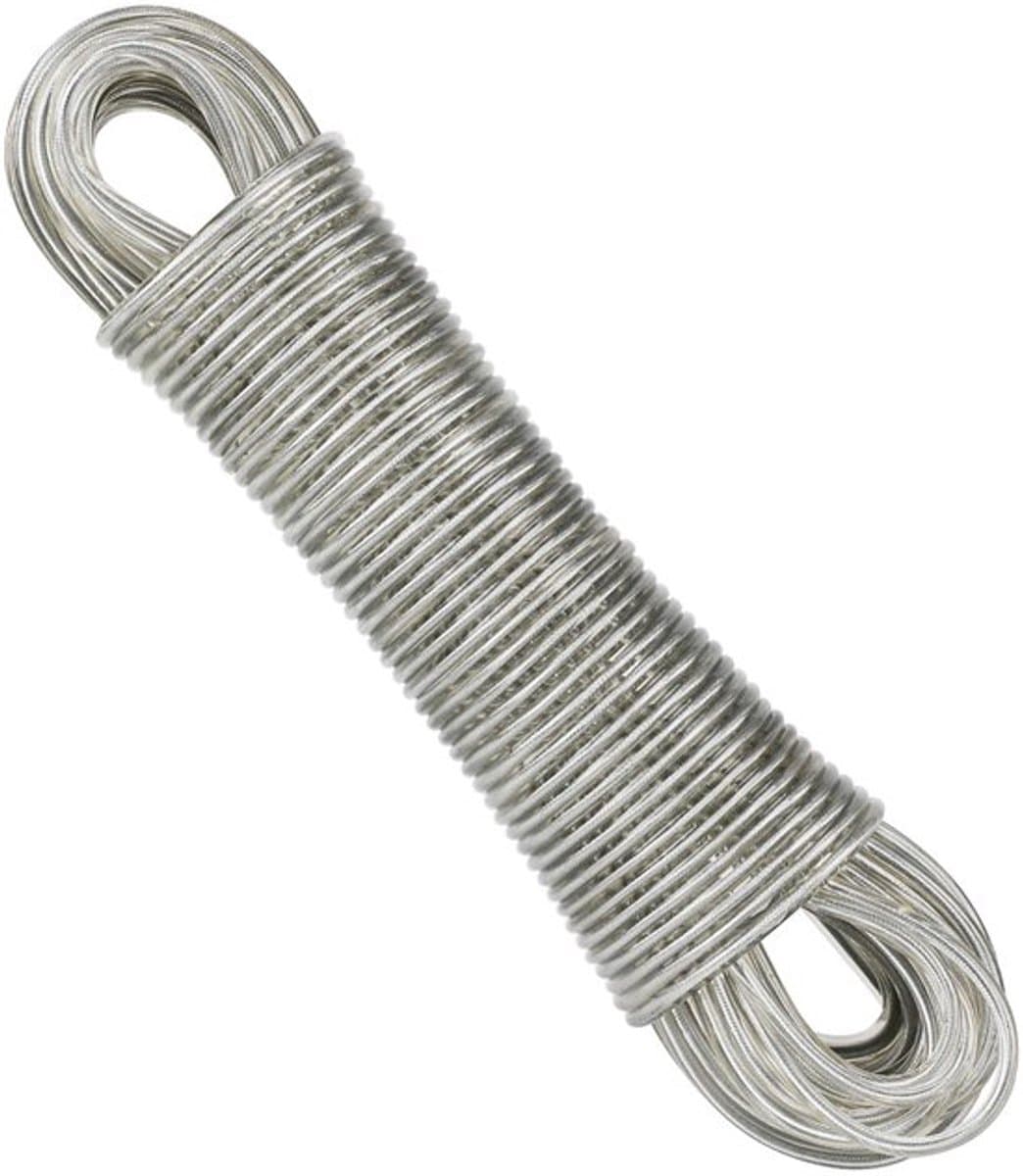 Waslijn Extra Sterk - Waslijn met Stalen Kern - Roest- en Corrosiebestendig - Geschikt voor Buitengebruik - Capaciteit 120 kg - 4 mm Dikte - Wasdraad — afbeelding 1