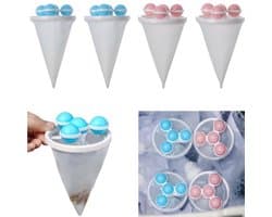 4 stuks - Wasmachine filterzakken - Wasmachine pluizenfilterzak - Drijvende wasmachinefilterzak - Pluizenverzamelaar voor wasmachines - Herbruikbaar - Voorkomt verstopping van de wasmachineafvoer - Blauw, Roze