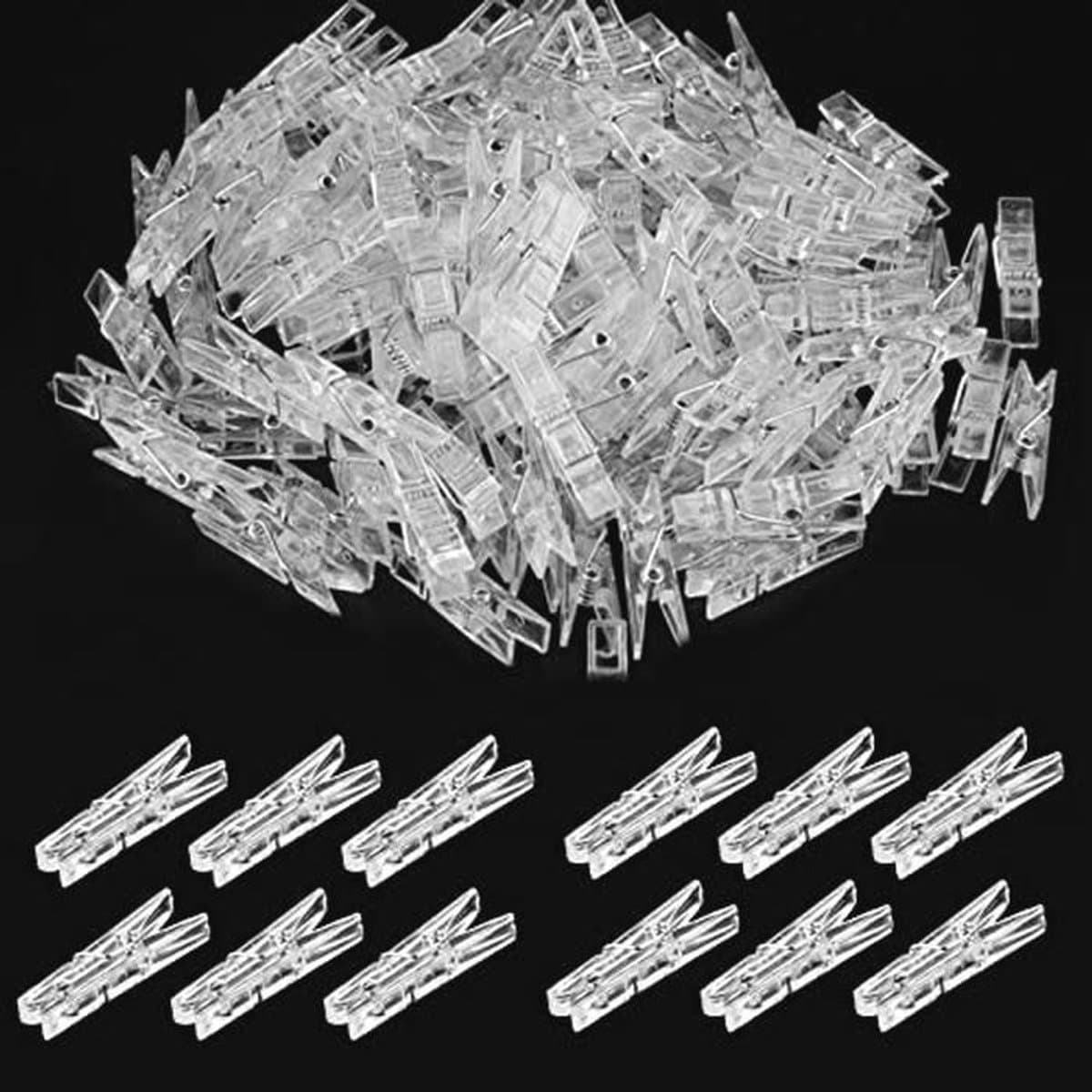 Hangende clips 50 stuks - Transparante wasknijpers en mini-klemmen voor fotos en lichtsnoeren — afbeelding 1