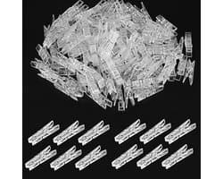 Hangende clips 50 stuks - Transparante wasknijpers en mini-klemmen voor fotos en lichtsnoeren