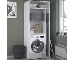 Wasmachinekast Londy - 80x60x203cm - Wit - Parisot - Wasmachine Ombouw - Wit - Melamine; Spaanplaat