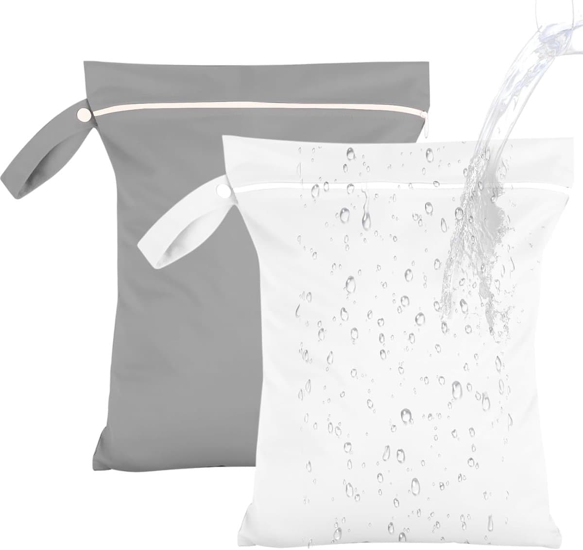 2 Pack Wasbare Luiertassen - 40 x 30 cm - Waterdichte Baby Badmode - Herbruikbare Tassen voor Vuil Wasgoed - Reis Zip Waterdichte Tas voor Baby's - Strand Reis - Handtas Organizer — afbeelding 1