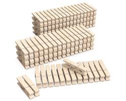 Mini Houten Gekleurde Wasknijpers - 128 Stuks