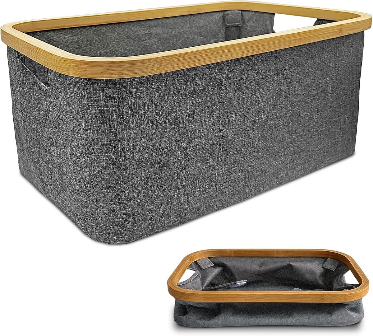 Opvouwbare wasmand - 35 liter - Grijs - 45×30×24 cm — afbeelding 1