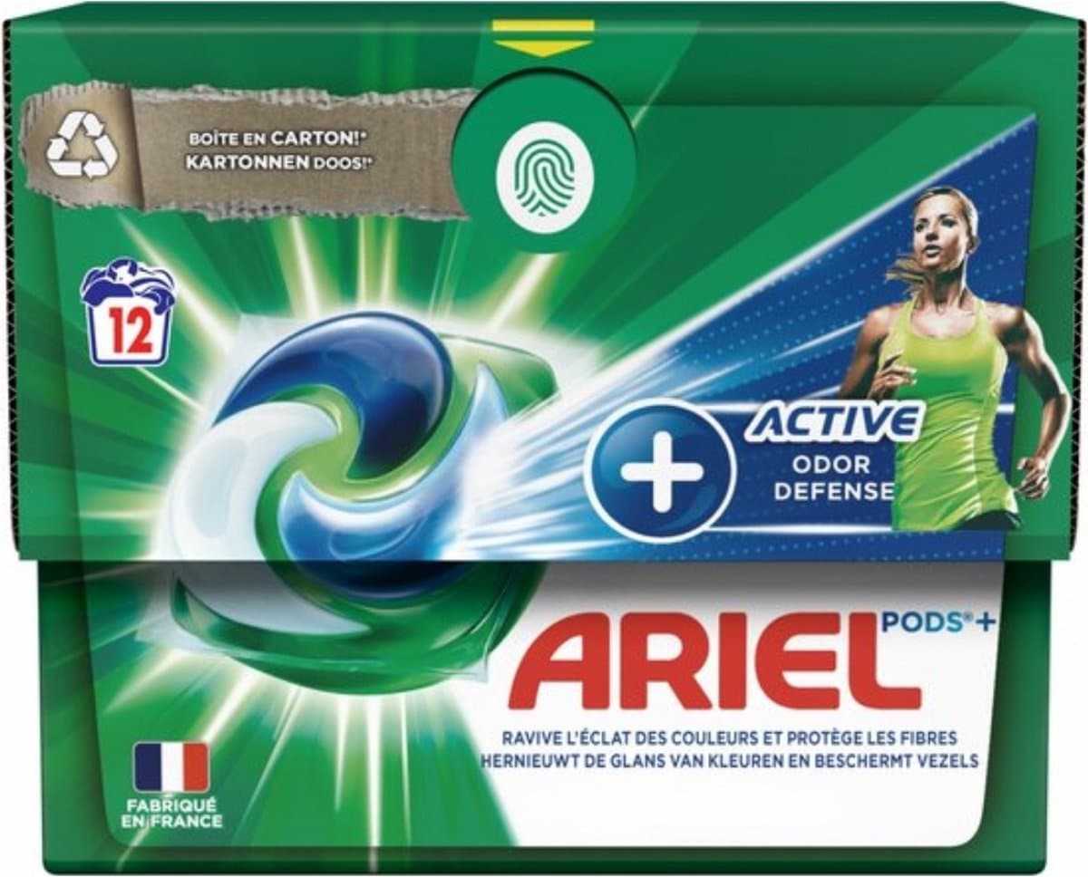 Ariel - Original - Actieve Geurbestrijding - Wasmiddelcapsules - Pods+ - Witte en Gekleurde Was - 12 Wasbeurten — afbeelding 1