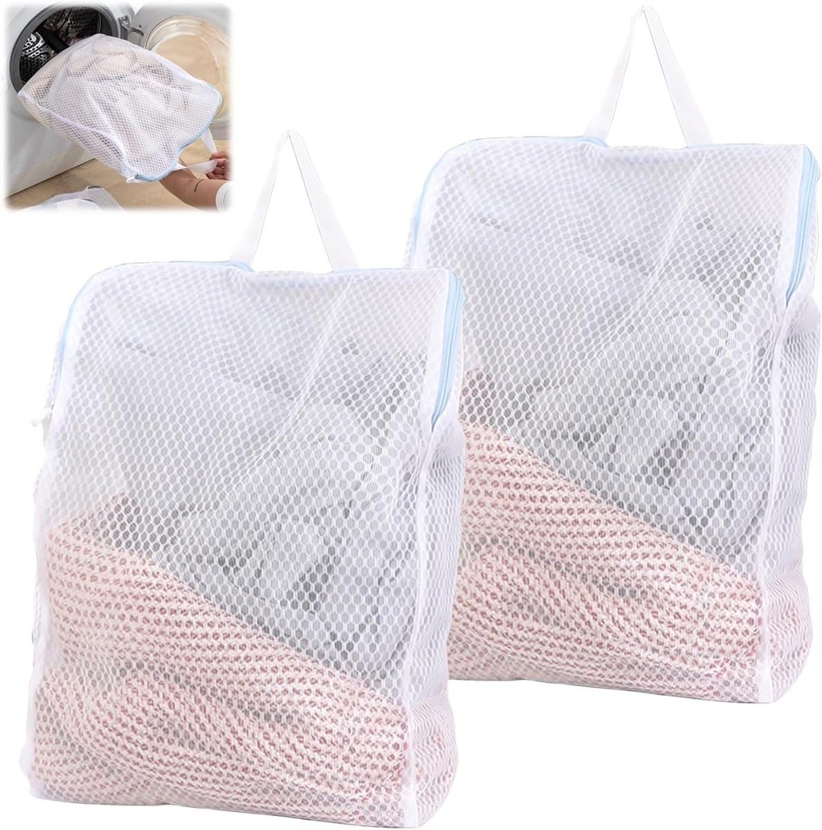 Grote Waszak voor Wasmachine, 50 x 60 cm, 2 Stuks, Met Rits en Handvat, Ideaal voor Kleding, Ondergoed en Shirts — afbeelding 1