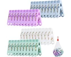 Wasknijpers Kledingclips - Plastic Haringen - Kleding Drogen - Antislip Ontwerp - 5.5 Centimeter Lang - 4 Kleuren