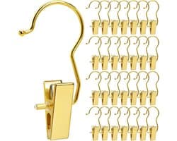 Set van 24 gouden laarzenclips voor kledingkast, laarzenhangers met haken, knijperhangers, wasknijpers, draagbare reiskleerhangers voor hoed, handdoeken, beha