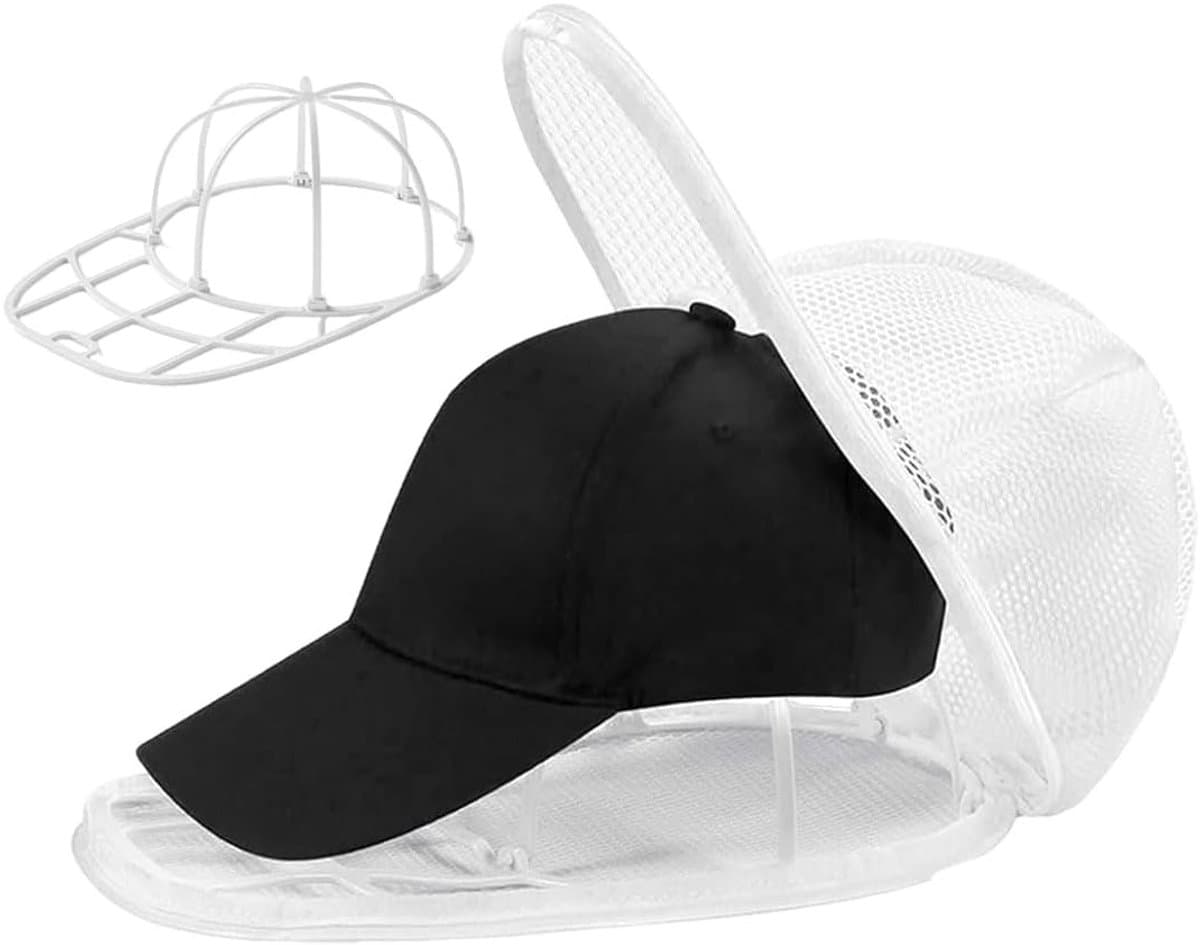 Wasset voor baseballcaps: 1 x beschermende mesh tas + 1 x opvouwbare standaard, ideaal voor wassen in wasmachine en vaatwasser, voorkomt vervorming en beschadiging. — afbeelding 1