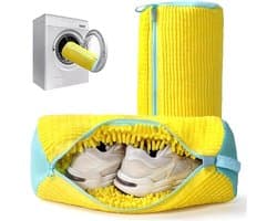 Duurzame Waszakken voor Schoenen - 2 Stuks, Geschikt voor Wasmachine, 360 Graden Reiniging, Ideaal voor Sportschoenen en Tennisschoenen, Geel