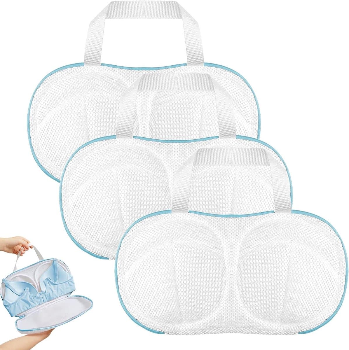 3-delige waszak voor bh's, wasnet voor delicate kleding en lingerie, ideaal voor de wasmachine — afbeelding 1