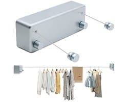 Intrekbare Waslijn - Uitschuifbare Lijn - Kleding Drogen - Dubbel Touw - Tot 4.2 Meter - Wit