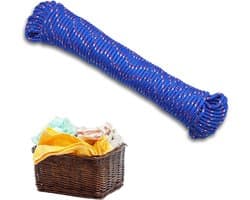 Gekleurde waslijn - Sterk touw - Was ophangen - Vuilafstotend - 20 meter - Blauw