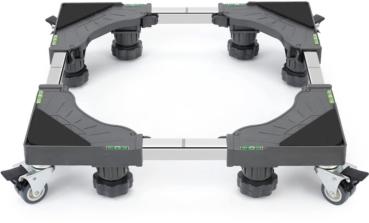 MTTProducts - Wasmachine standaard - Verstelbare wasmachinebasis - Met 4 wielen - Grijs - Ondersteunt 300 kg - Ideaal voor zware apparatuur - Ruimtebes... — afbeelding 1