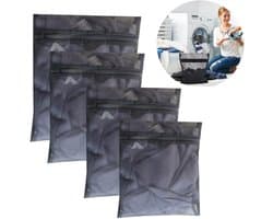 Dailygoods- Wasnet - 4 Stuks - Waszak met Ritssluiting - Waszakken voor Wasgoed - Mesh-Waszak - Polyester - Draagbaar voor Reis