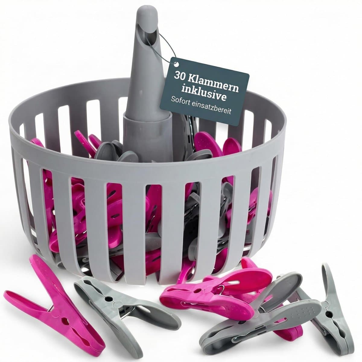 Dailygoods- Wasknijpermand met 30 klemmen - Robuuste mand - Praktische opbergmand - UV-bestendig - Weerbestendig - Ruimtebesparend - Wasmand — afbeelding 1